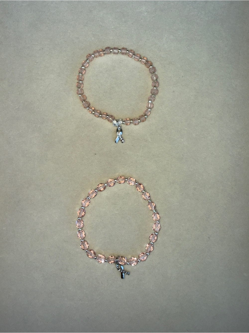 Breast cancer awareness bracelet handmade beaded stretch 7 inches customize pink